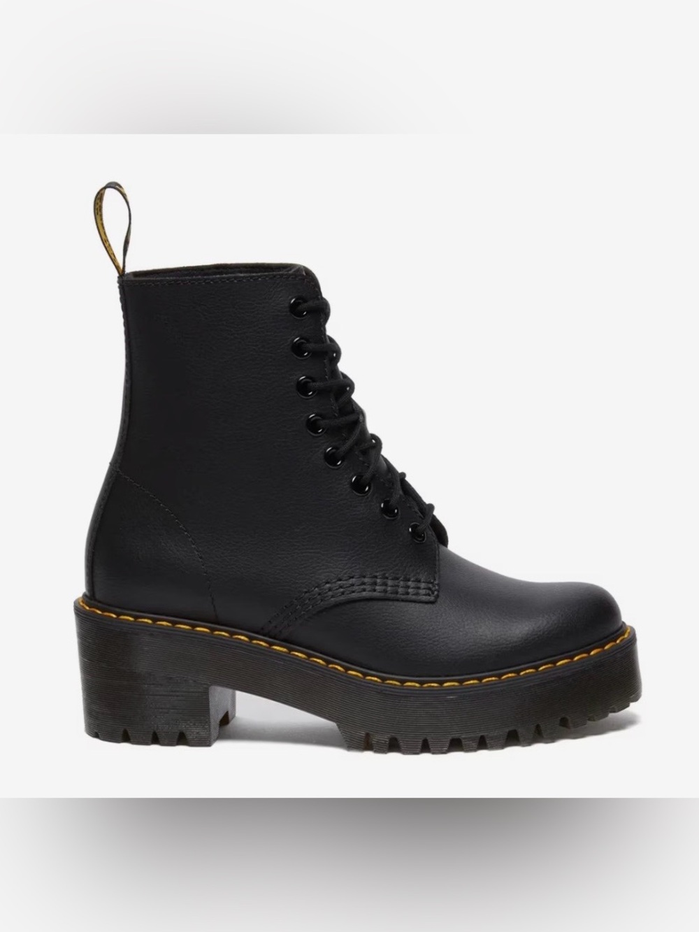 Dr. Martens Shriver Hi - Black Lace-Up Platform Combat Boots - Women